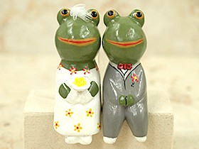 カエルS(ウェディング) 置物 オブジェ 玄関 縁起物 おしゃれ かわいい