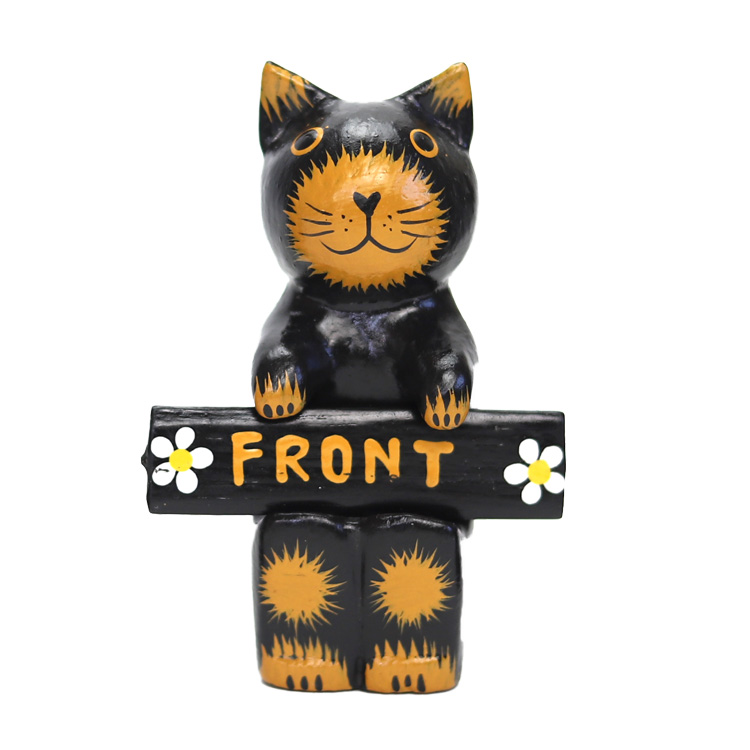 バリネコ(サインプレート)ブラック(7種類) アジアン雑貨 バリ 猫 置物