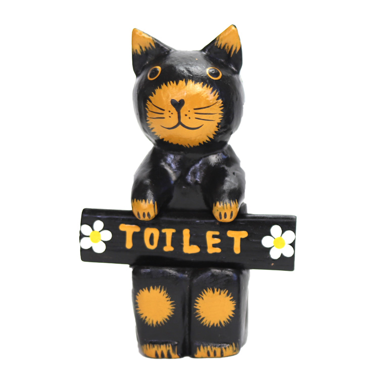 バリネコ(サインプレート)ブラック(7種類) アジアン雑貨 バリ 猫 置物