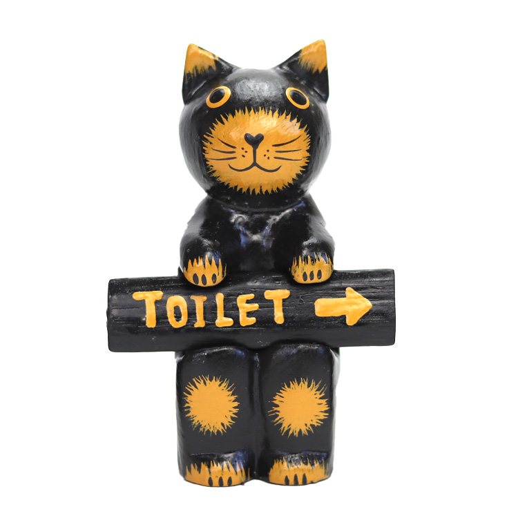 バリネコ(サインプレート)ブラック(7種類) アジアン雑貨 バリ 猫 置物