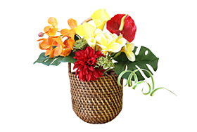 南国アレンジ ブーケセットM(MIXイエロー)  造花 花束 贈り物 プレゼント アジアン バリ リゾート バリ雑貨 バリ風 インテリア |  | 01