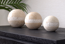 ♥豪華な、演出・ディスプレイに【特大自然平石１３kg】♥インテリア・オブジェ置石 Marble Sphere (dots design) 3set(2色展開) 高級感 インテリア