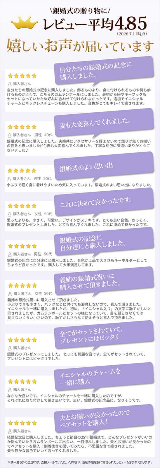 銀婚式の贈り物として選ばれているガムランボールペアセットのレビュー紹介