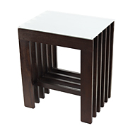 格子のサイドテーブル ガラスの天板(フロストタイプ) バリ風 アジアン