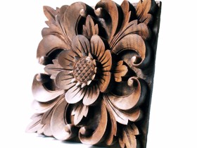 木彫りのレリーフ(お花) 玄関 リビング 壁 飾り おしゃれ インテリア