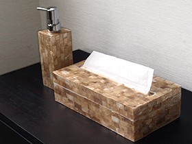 ペーパータオルケース(シェル) スポンジ2.5cm付き(3色展開)   おしゃれ リゾート ペーパータオルホルダー バリ雑貨 バリ風 インテリア |  | 02