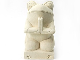 石像 バリ スタイル お祈りかえる 渦巻き スクエア 飾り台 セット♪ バリスパ カエルの石像(お祈り)(M) 置物 オブジェ 石 玄関 縁起物 おしゃれ