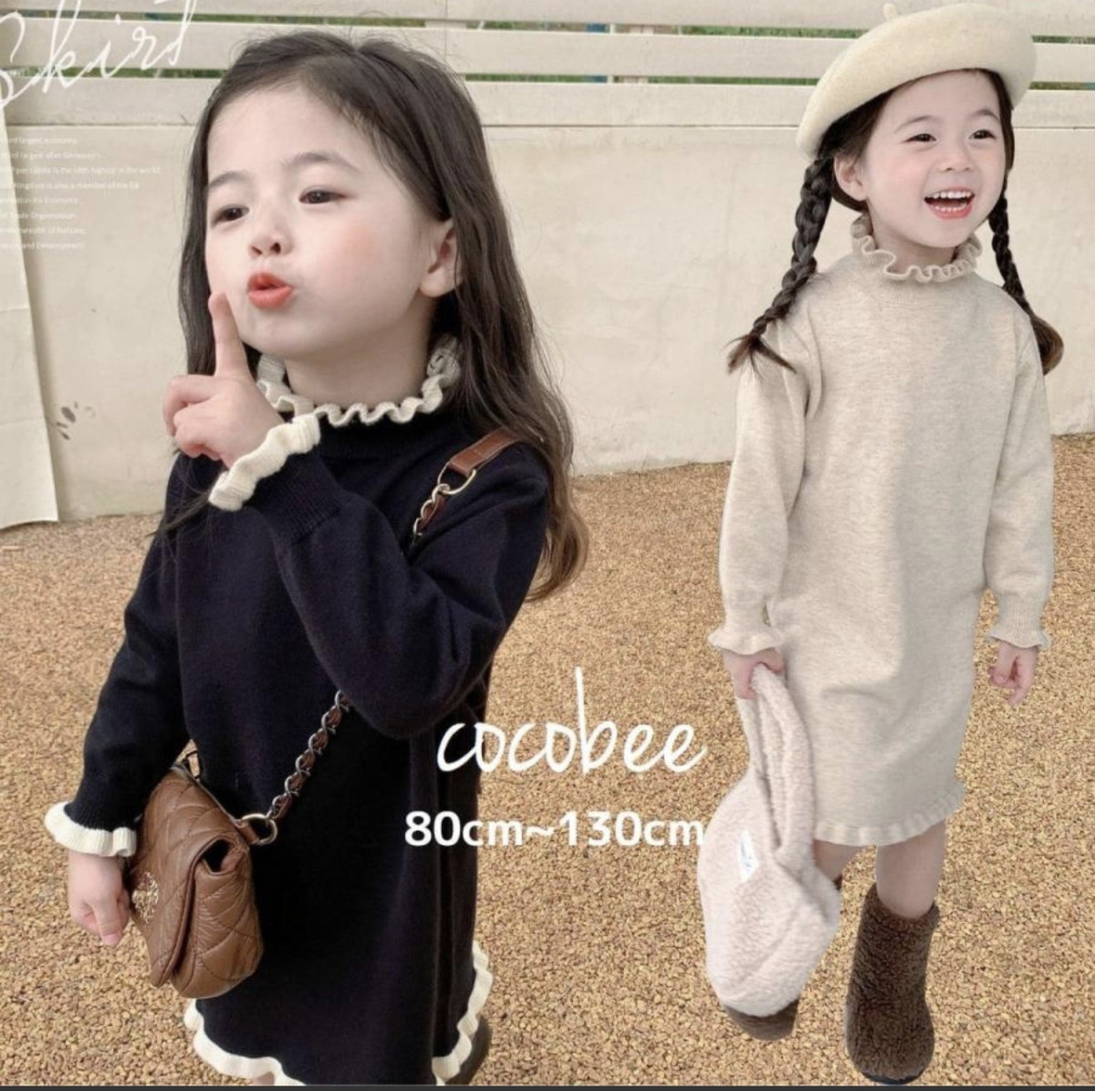 女の子が可愛いニットワンピース 楽天市場】ワンピース 長袖 女の子 タートルネック リブ編み 無地 韓国