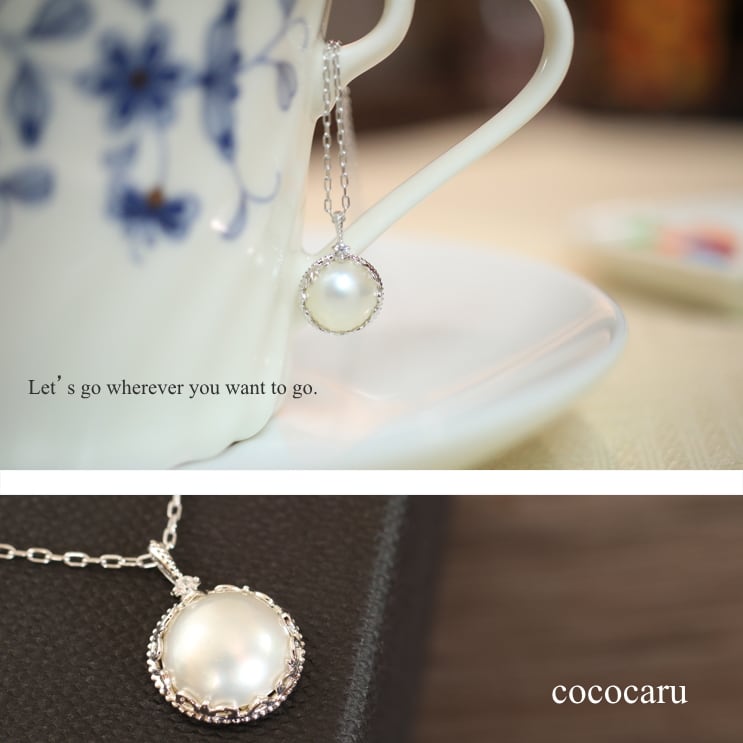 cococaru（ココカル） ネックレス18金 マベパール ダイヤモンド