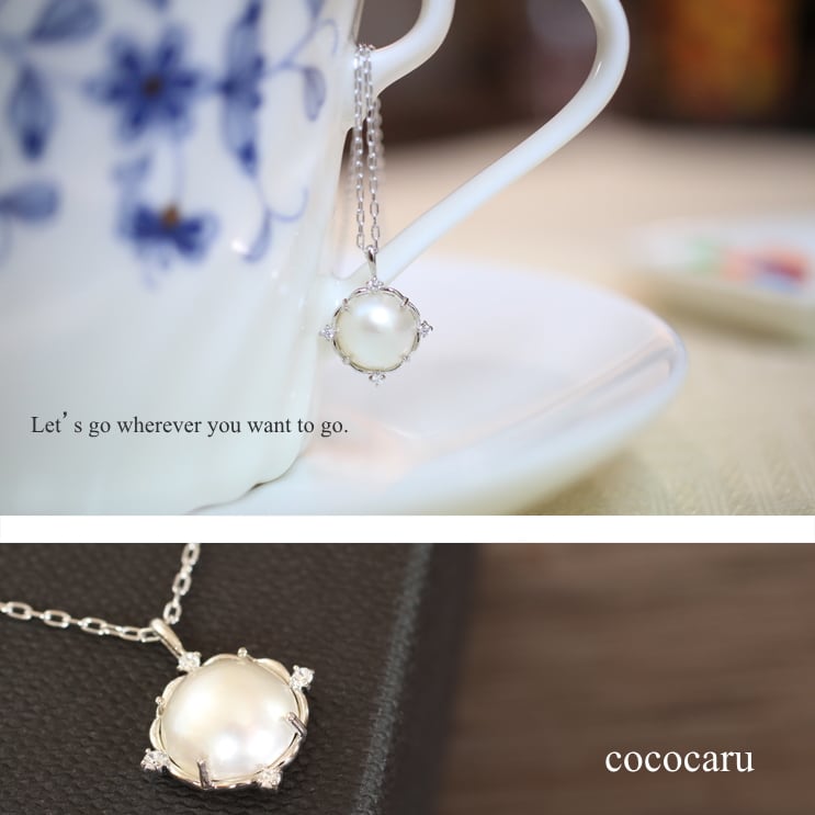 cococaru（ココカル） k10ネックレス マベパール ダイヤモンド