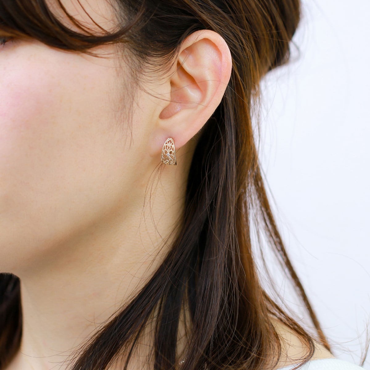 cococaru K10 天然ダイヤモンド ラインピアス　ピンクゴールド cococaru（ココカル） ピアス ダイヤモンド k10 イエローゴールド