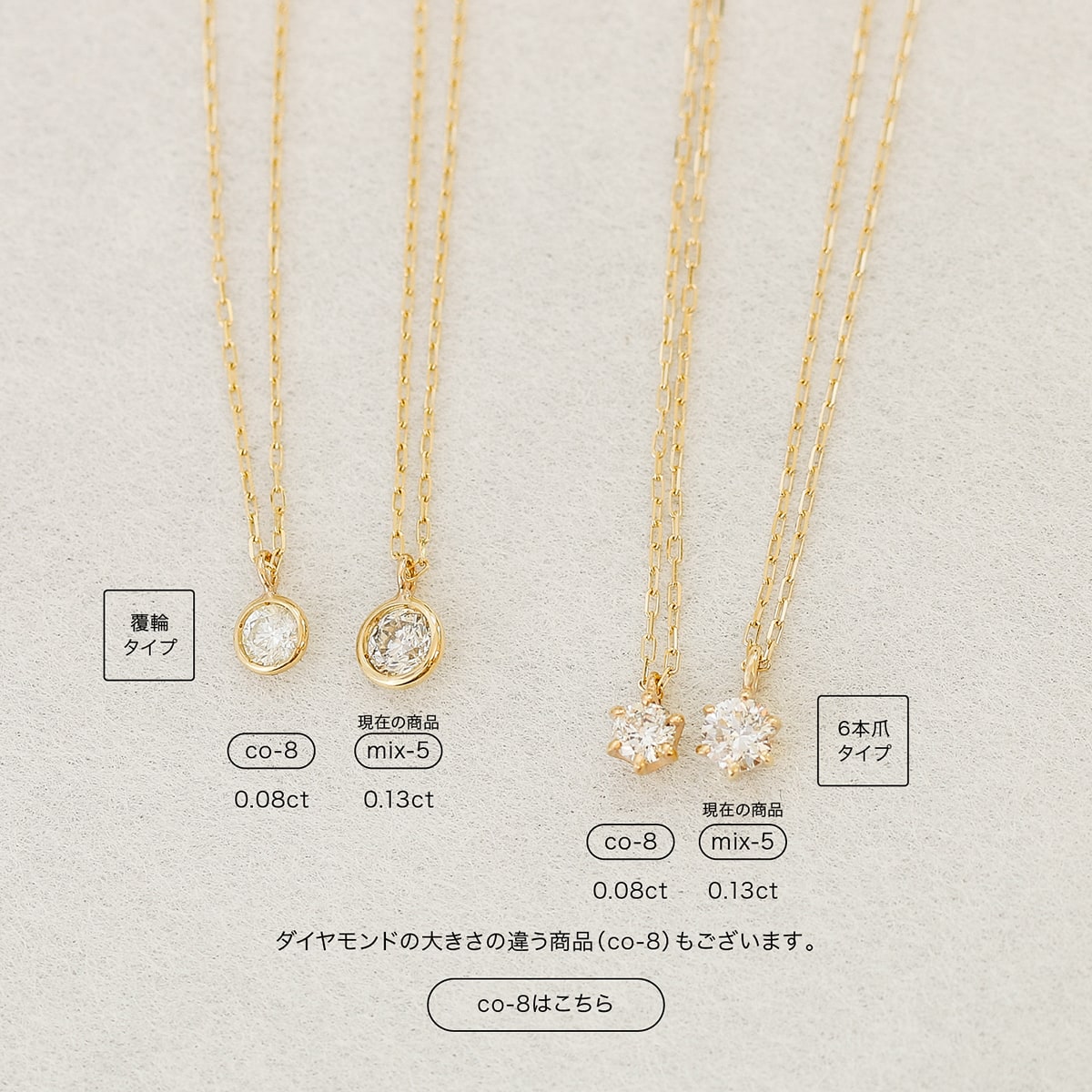 cococaru ネックレス k10 一粒 ダイヤモンド 選べるデザイン イエロー