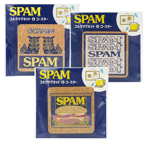 SPAM コルクコースターマグネット /スパム 沖縄お土産 雑貨 フォー