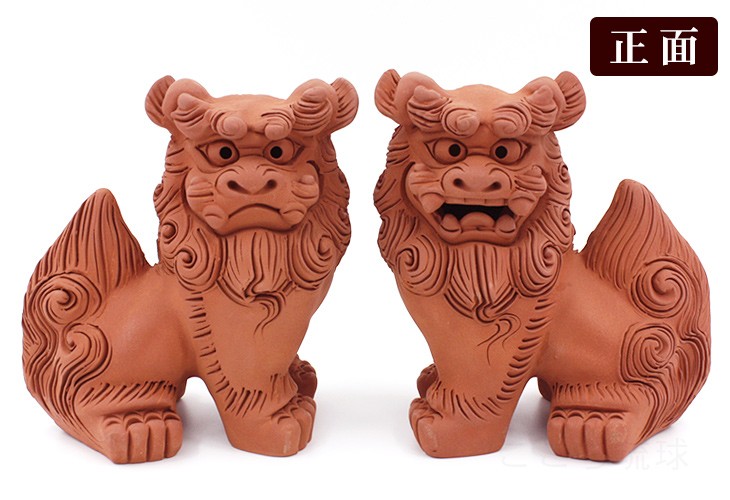シーサー 素焼き 立ち横向き（中） 沖縄 お土産 シーサー 置物 玄関 魔
