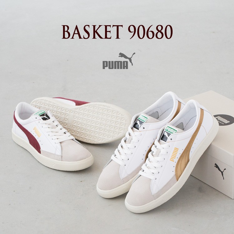 オンラインストア特売 PUMA 26.0 BASKET 90680 レザー 白 赤/EC59