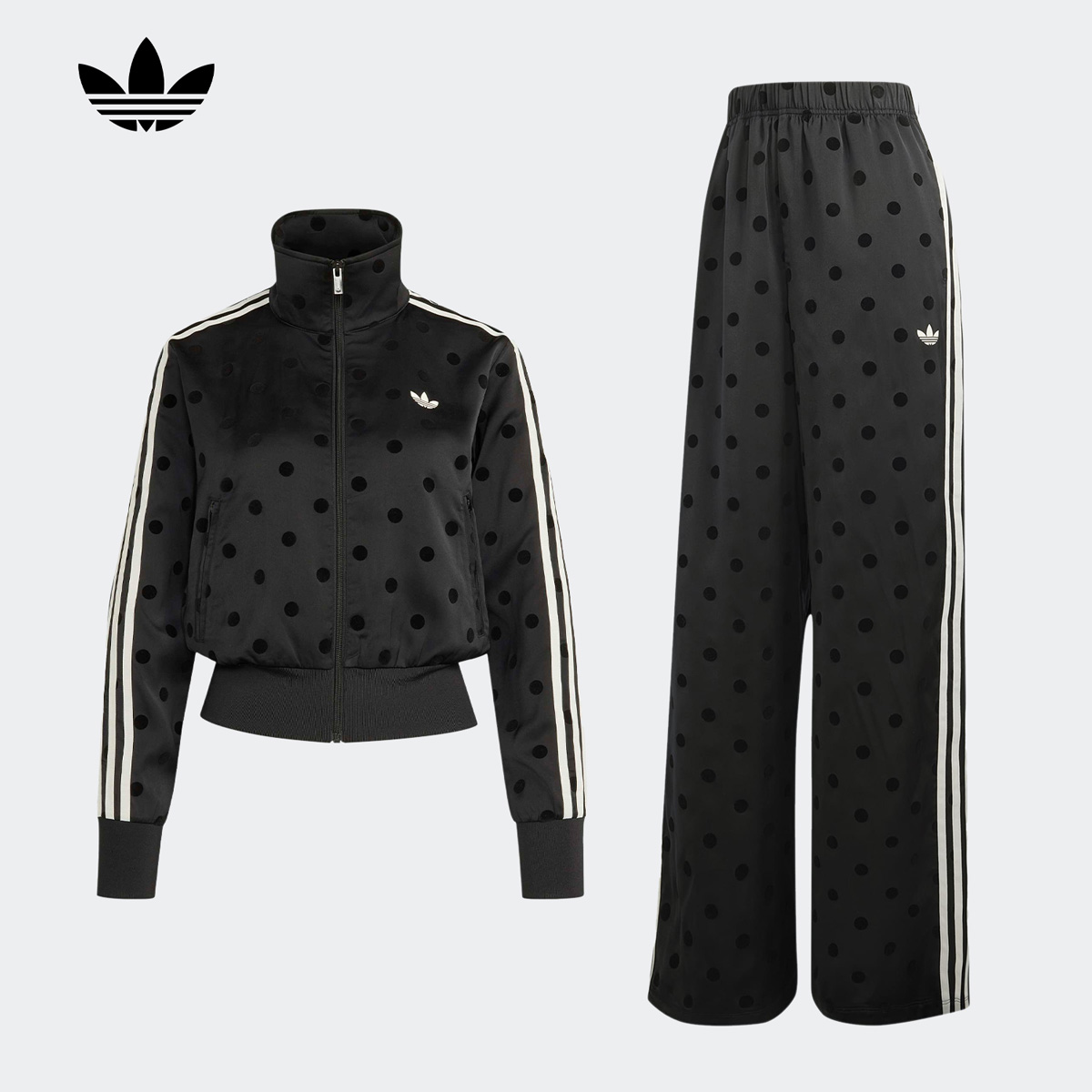 アディダス トラックパンツ ジャージ レディース 2XL 未使用 adidas Originals アディダス ジャージ 上下組 サテン ポルカドット