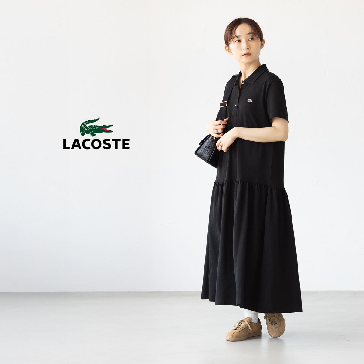 LACOSTE ラコステ 鹿の子地 ピケ ローウエスト ポロドレス