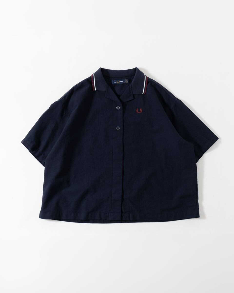 フレッドペリー ティップド プラケット ディテール シャツ オープンカラー FRED PERRY G2177 レディース リラックスフィット 短丈 開襟の画像