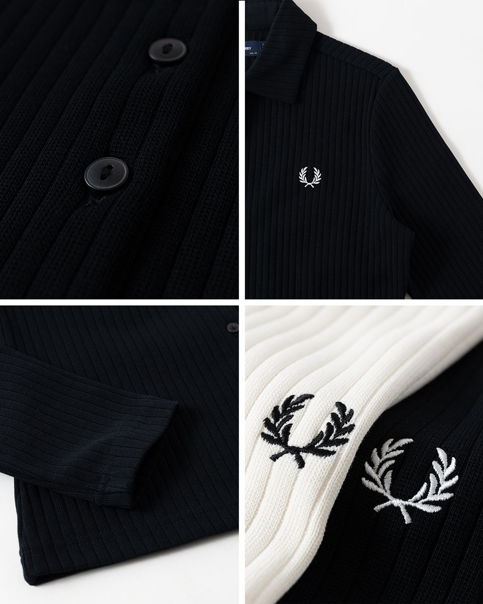 FRED PERRY（フレッドペリー） リブ ボタンスルー 長袖 ポロシャツ