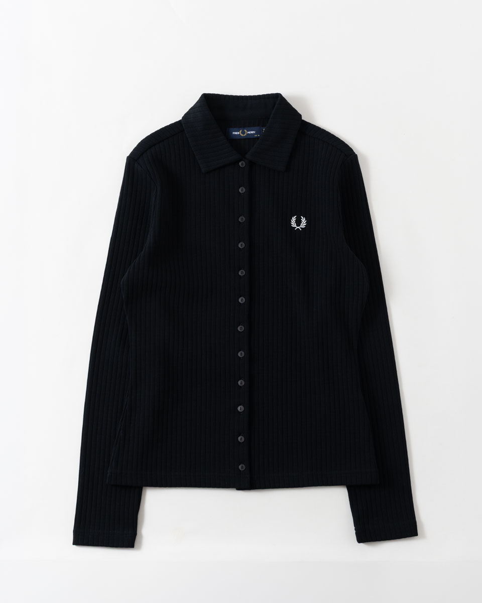 FRED PERRY（フレッドペリー） リブ ボタンスルー 長袖 ポロシャツ