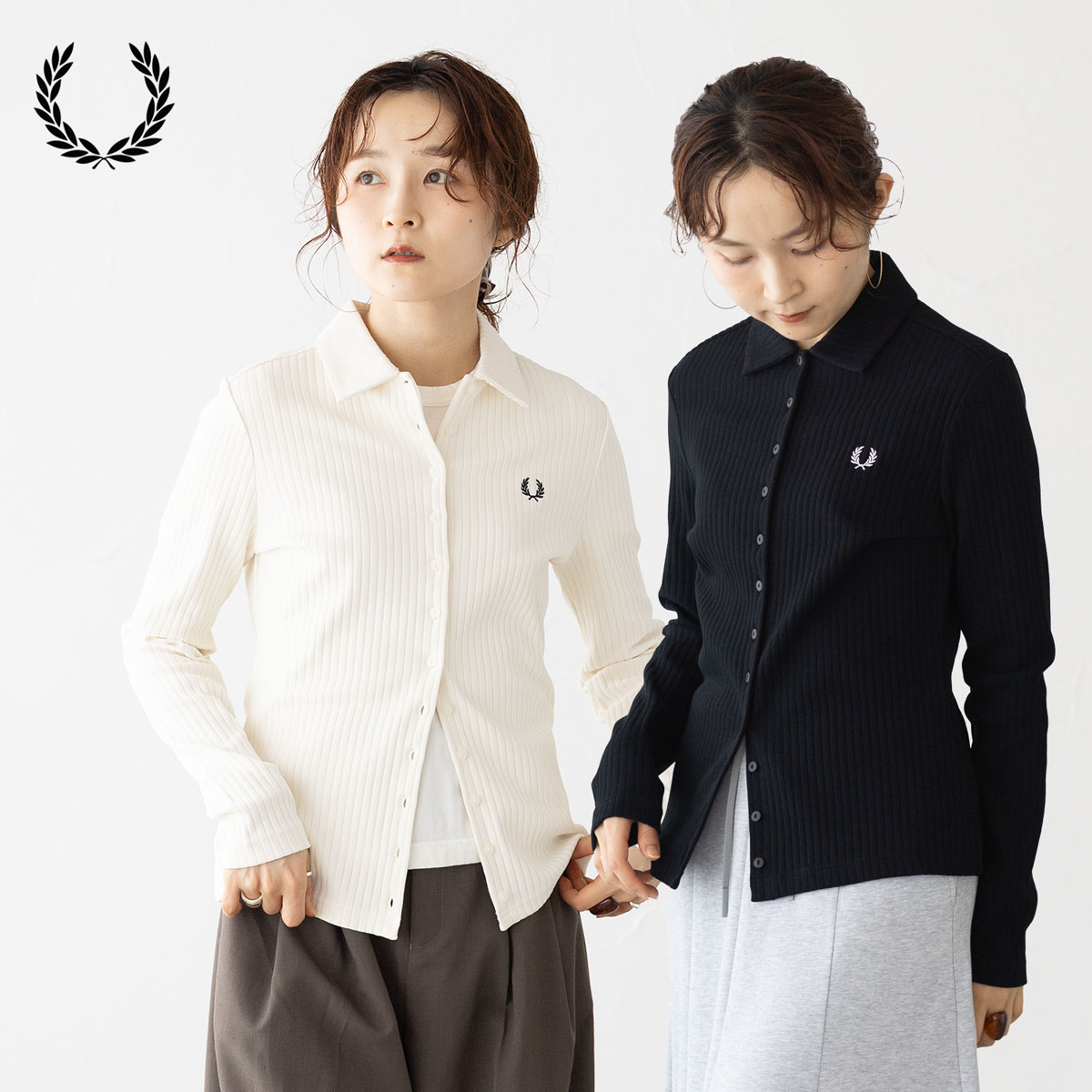 FRED PERRY（フレッドペリー） リブ ボタンスルー ポロシャツ FRED