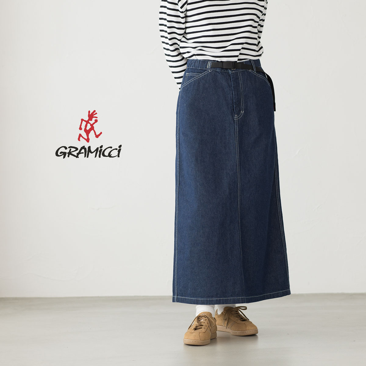 GRAMICCI（グラミチ） サッターデニムスカート ロング マキシ ステッチ