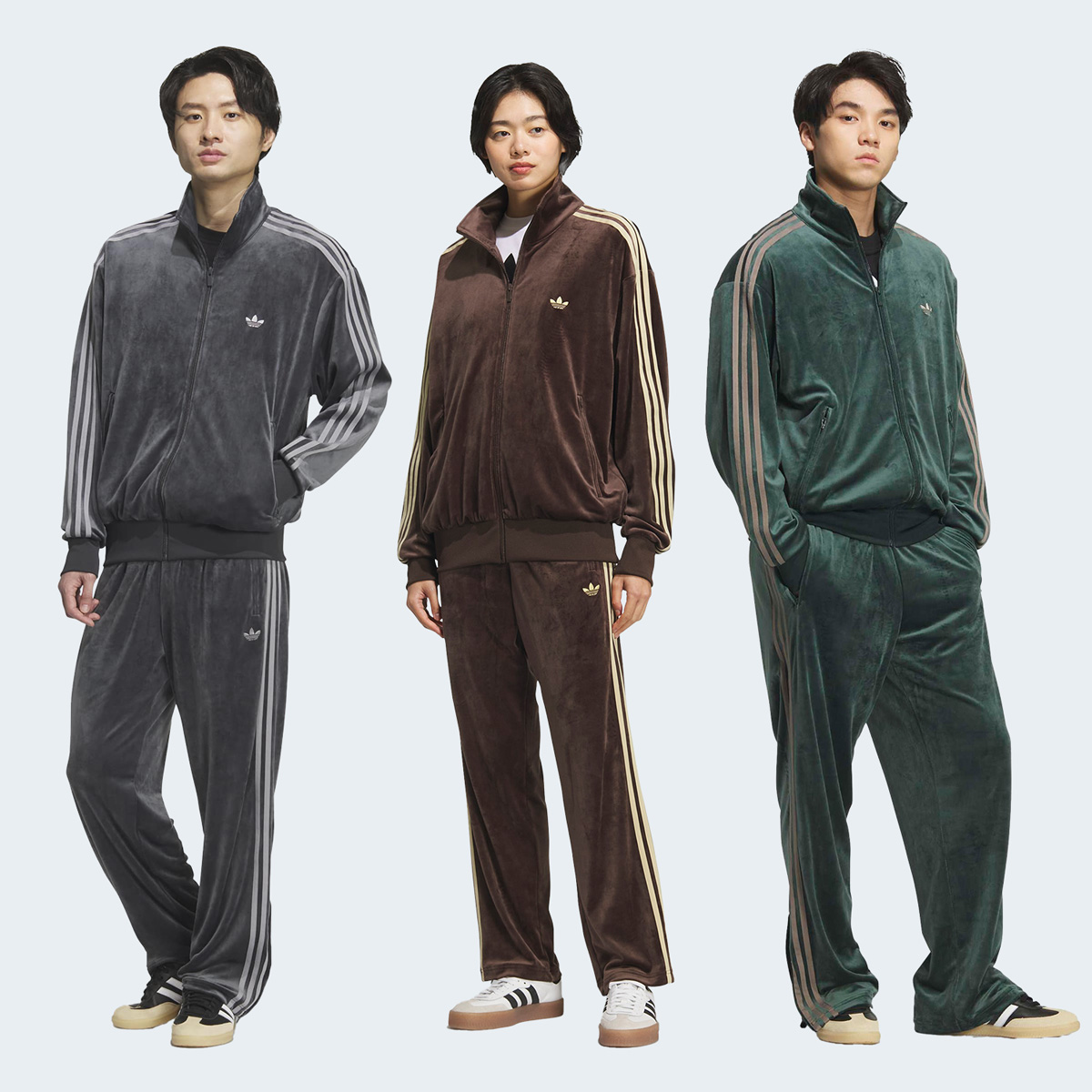 adidas ベロアセットアップ　L 重盛さと美×礒部希帆が秋冬トレンドのベロア素材セットアップ