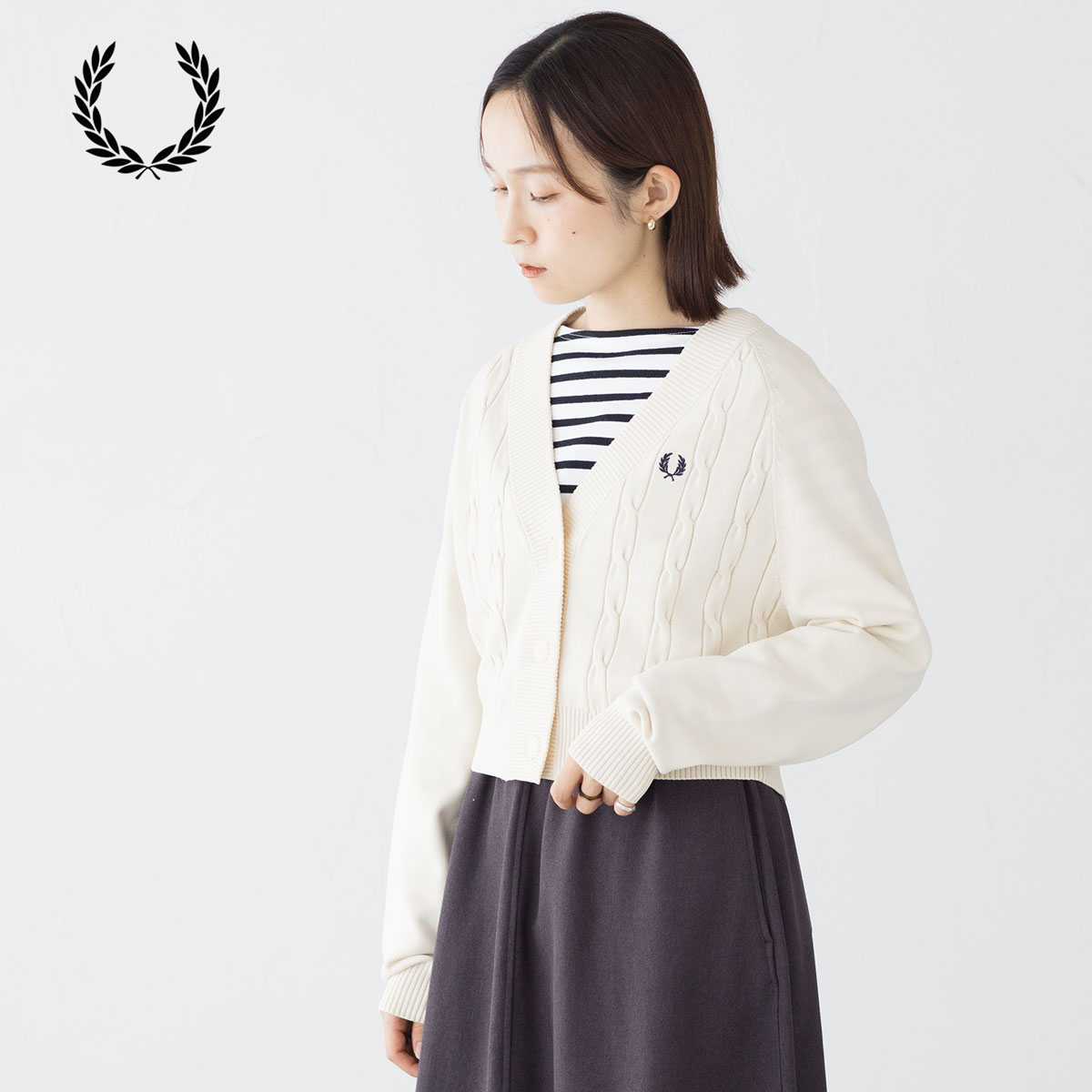 FRED PERRY（フレッドペリー） ケーブル ニット カーディガン K1105