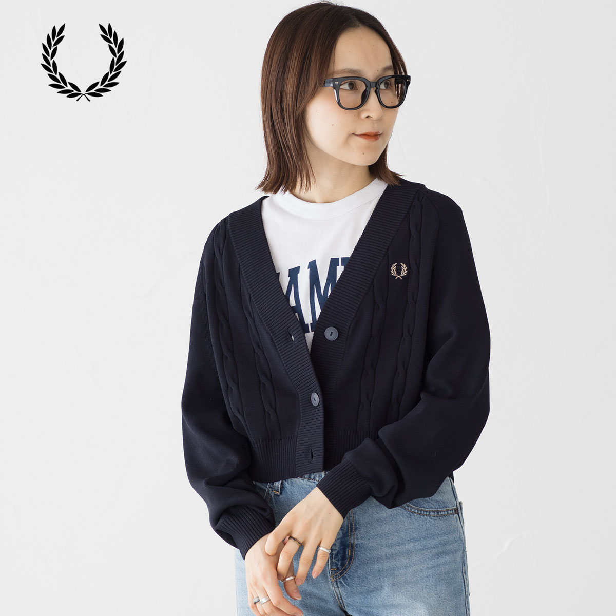 古着 90's フレッドペリー ウール ニット カーディガン セーター 中古