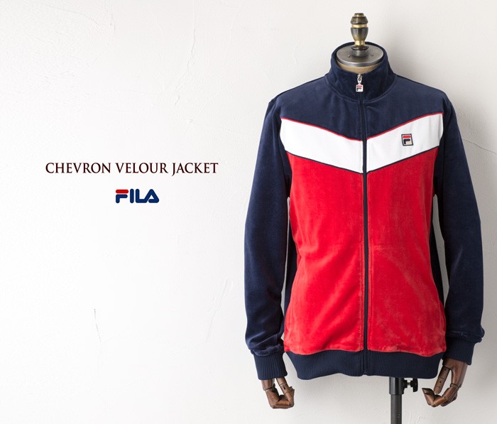 フィラ シェブロン ベロアジャケット FILA CHEVRON VELOUR JACKET US
