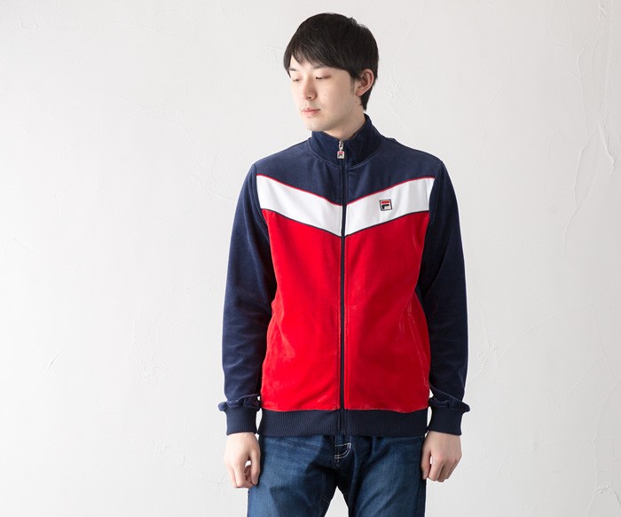 フィラ シェブロン ベロアジャケット FILA CHEVRON VELOUR JACKET US 