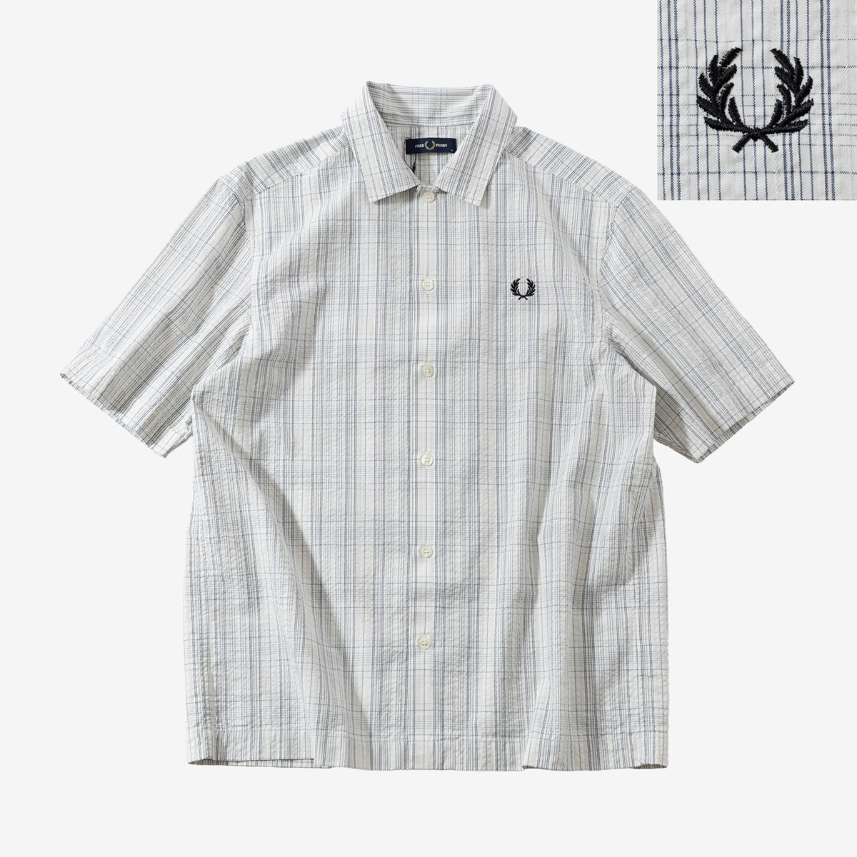 FRED PERRY（フレッドペリー） シアサッカー チェック シャツ FRED