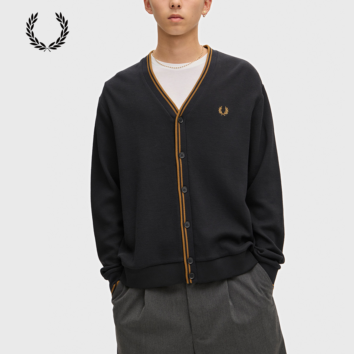 FRED PERRY（フレッドペリー） ティップド ピケ カーディガン FRED