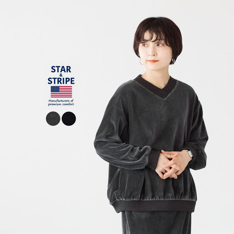 STAR&STRIPE スターアンドストライプ Vネック ベロア SSMD-045 STAR&STRIPE スターアンドストライプ Vネック ベロア SSMD-045