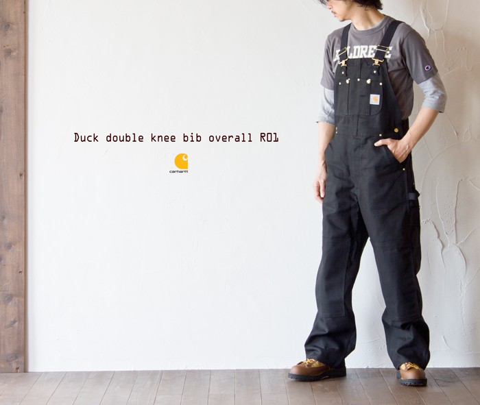 カーハート ダブルニー オーバーオールブラックダック 黒 未洗い CARHARTT DOUBLE KNEE BIB OVERALL R01