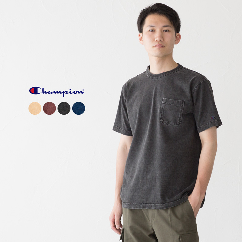 チャンピオン T1011 ポケット Tシャツ champion C5-X306 後染め 天然