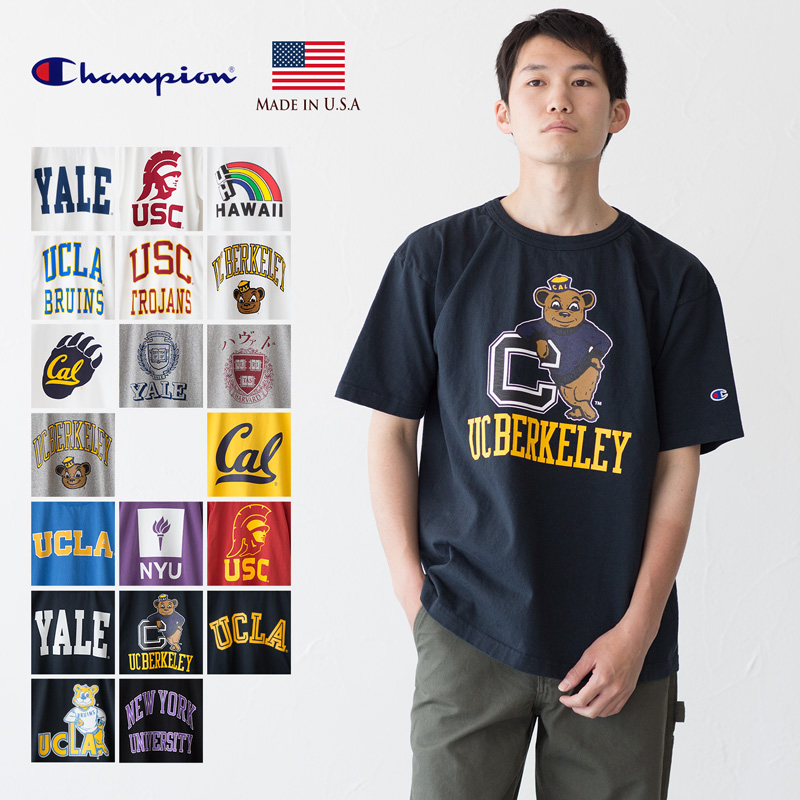 チャンピオン T1011 アメリカ製 半袖 Tシャツ 大学公認 カレッジプリント クロネコゆうパケット可