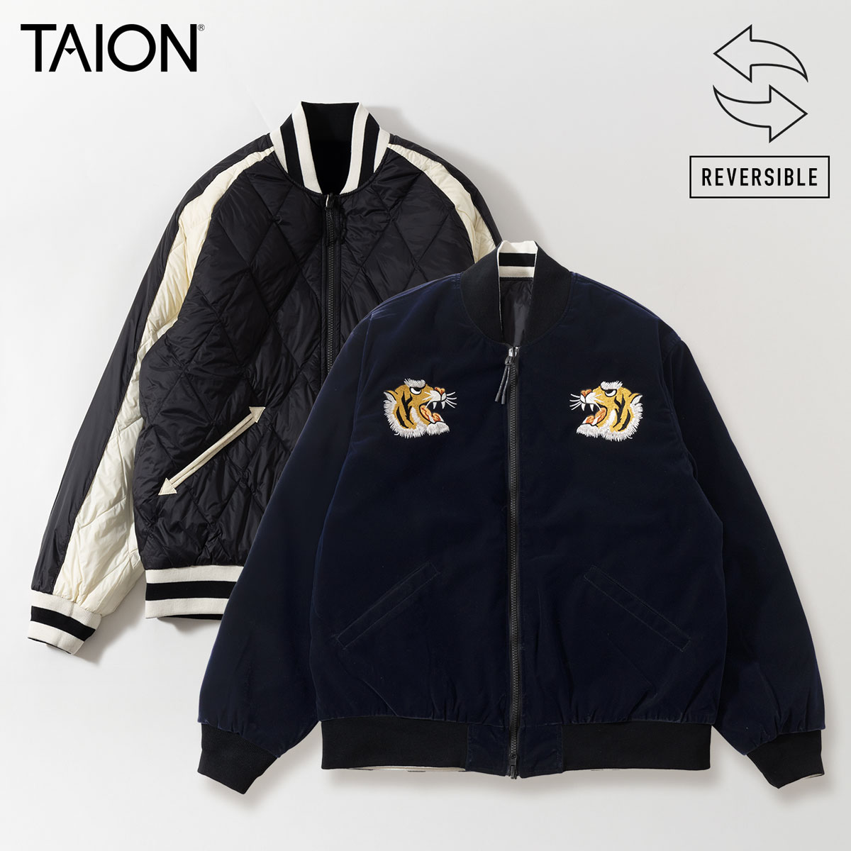 TAION スカジャン リバーシブル TAION タイオン リバーシブル スカジャン ダウン ジャケット