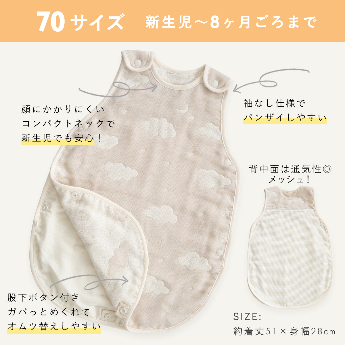 背中メッシュ70cm