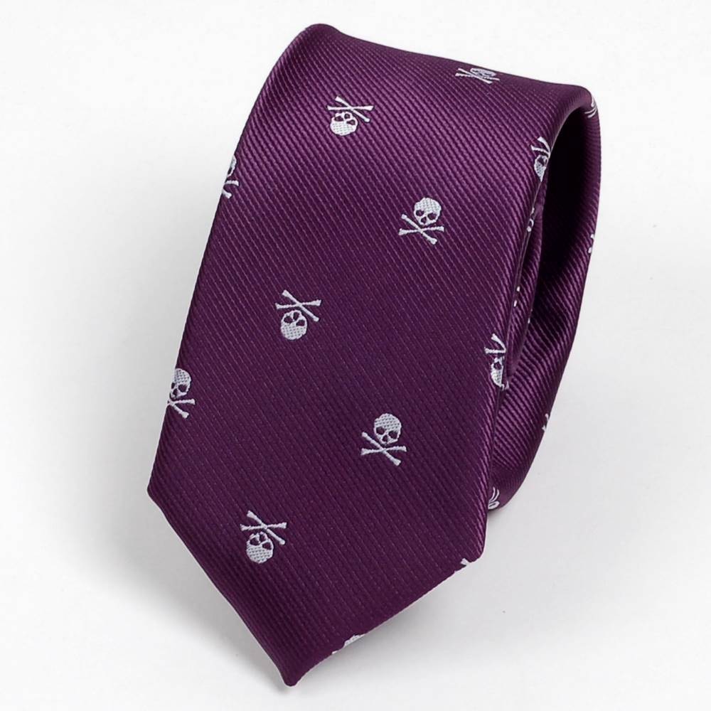 ネクタイ スリム ナロータイ スカル 骸骨 パターン デザイン 黒、ネイビー レッド パープル系の６色　大剣幅6cm |  | 03