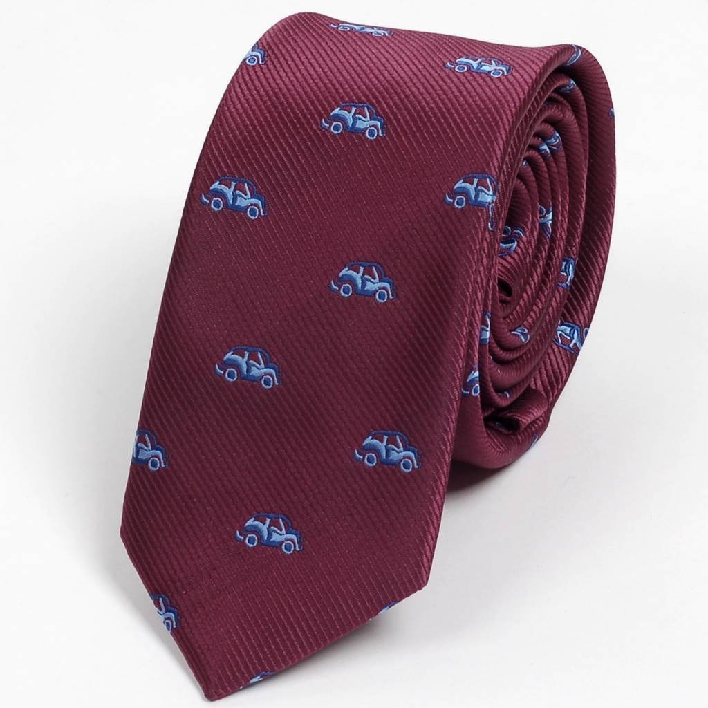 ネクタイ スリム ナロータイ 車 自転車 乗り物 パターン デザイン 黒、ネイビー レッドワイン系の 4柄　大剣幅6cm |  | 03