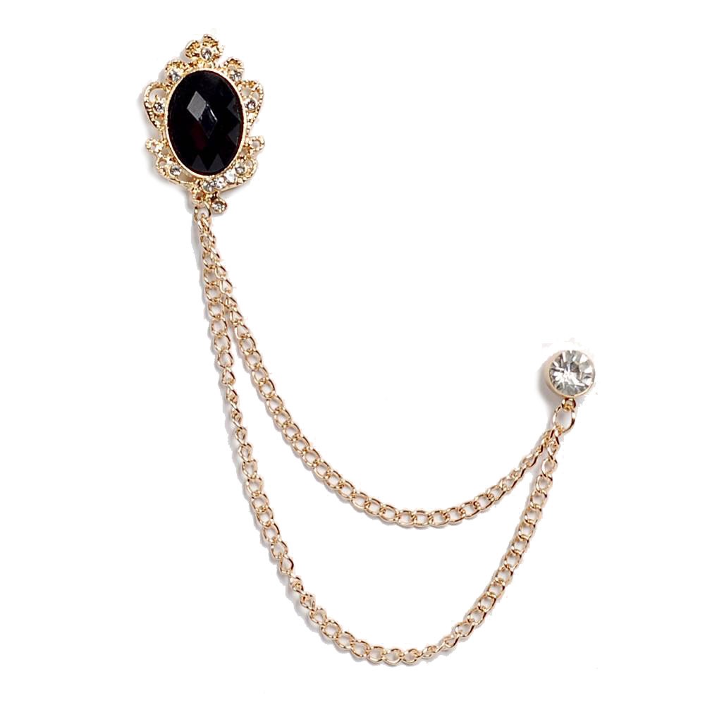 ラペルピン チェーン・ブローチ ラペルチェーン メンズ レディース アクセサリー 飾り ブラック、ブルーストーン飾り、フラワー飾り ３種 |  | 01