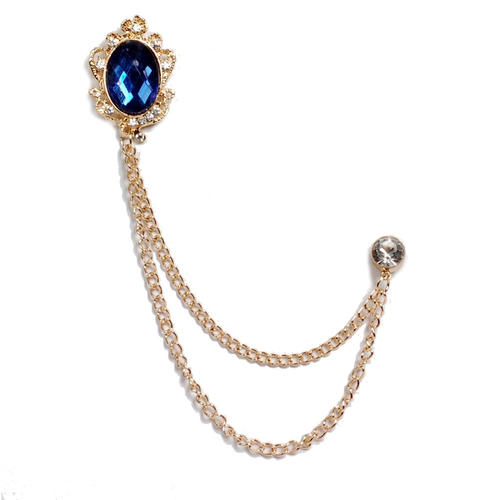 ラペルピン チェーン・ブローチ ラペルチェーン メンズ レディース アクセサリー 飾り ブラック、ブルーストーン飾り、フラワー飾り ３種 |  | 02