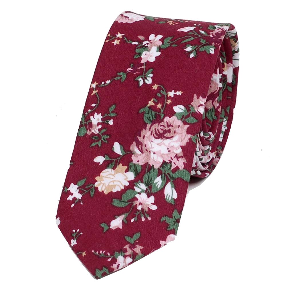 ナロータイ 花柄 ネクタイ スリム メンズ レディース スキニー フローラル コットンタイ 綿素材 マットな質感 15種 花見 バラ ローズ 大剣幅6cm |  | 12