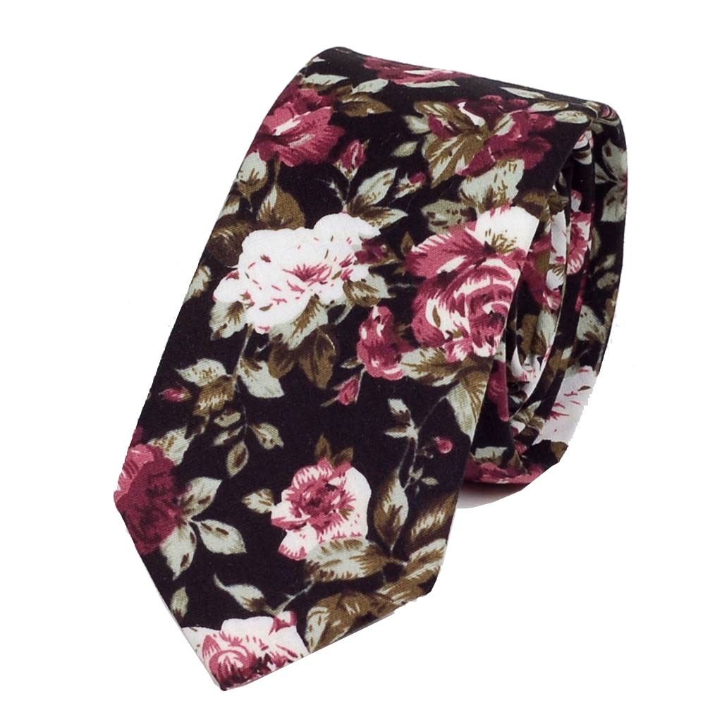 ナロータイ 花柄 ネクタイ スリム メンズ レディース スキニー フローラル コットンタイ 綿素材 マットな質感 15種 花見 バラ ローズ 大剣幅6cm |  | 13