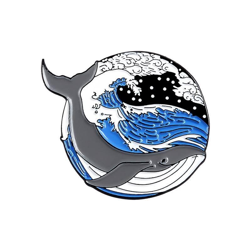 ピンバッジ ブローチ クジラ ハート 波 海洋 WHALE ウェーブ メンズ レディース ラペルピン バッジ アクセサリー、送料込み、送料無料｜coconoco｜02