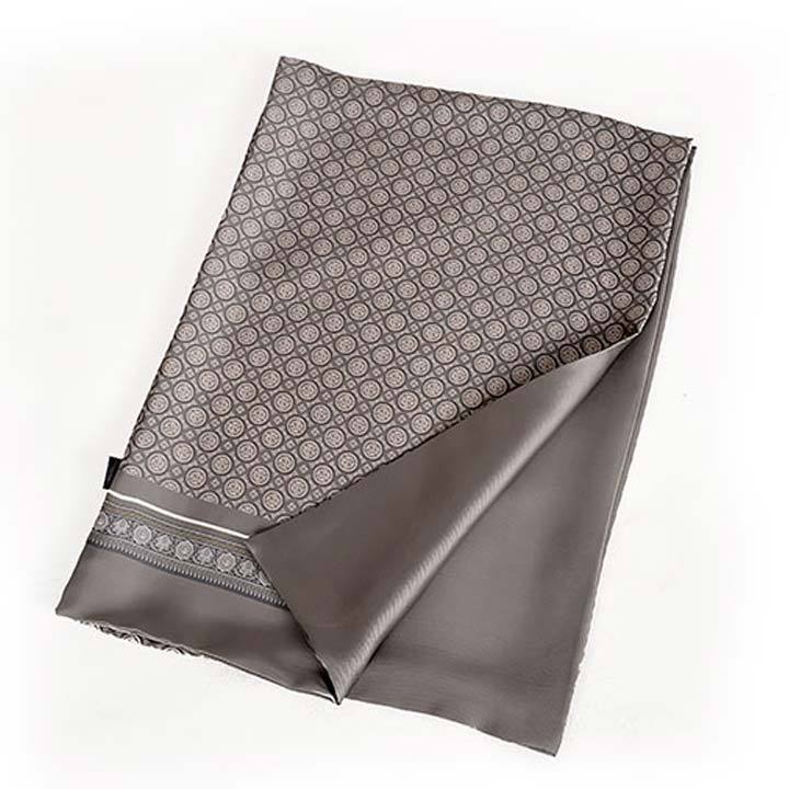 ストール 細長 マフラー メンズ ネック スカーフ シルクタッチ ネイビー、グレー 2色 円、丸パターン デザイン ソフト スカーフ 2枚重ね縫い |  | 02