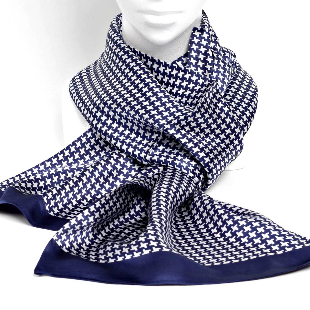 ストール シルク マフラー メンズ ネック スカーフ ドット、ハウンドトゥース、ペイズリー柄 細長 ソフト スカーフ 表裏のない2枚重ね縫い |  | 04