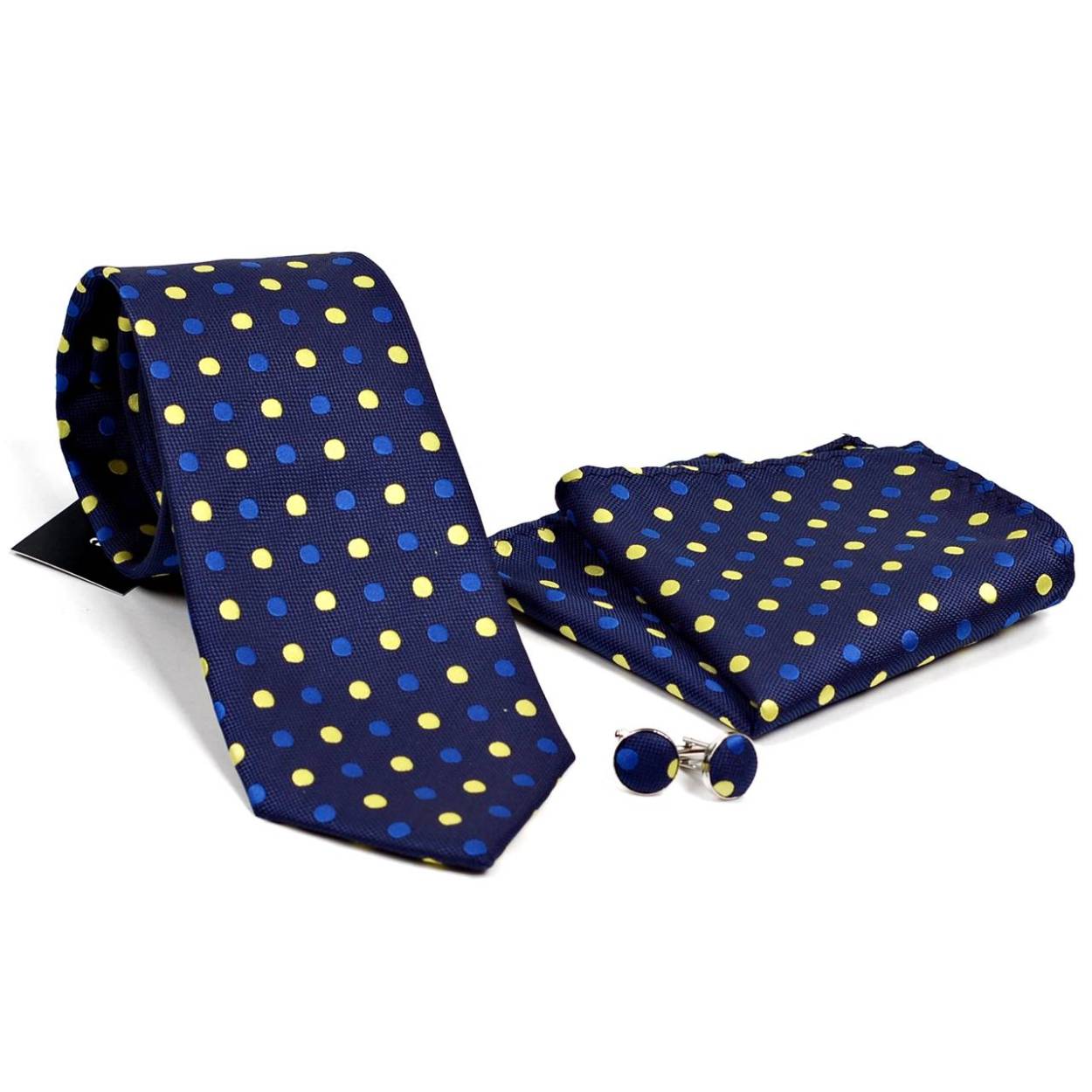 シルク ネクタイ カフスボタン ポケットチーフ 3点 セット ネクタイ チーフ カフス メンズ ドット 水玉柄 ３色 ホワイト ブルー レッド |  | 02