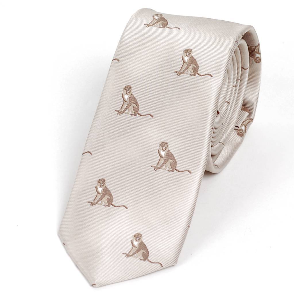 ネクタイ メンズ おさる モンキー 猿柄 パターン かわいい おしゃれ ビジネス ナロータイ スリム デザイン 大剣幅 6cm 送料無料 3色 ブラック ベージュ シルバー |  | 02